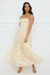 Sunshine Shores Strapless Maxi Dress Yellow